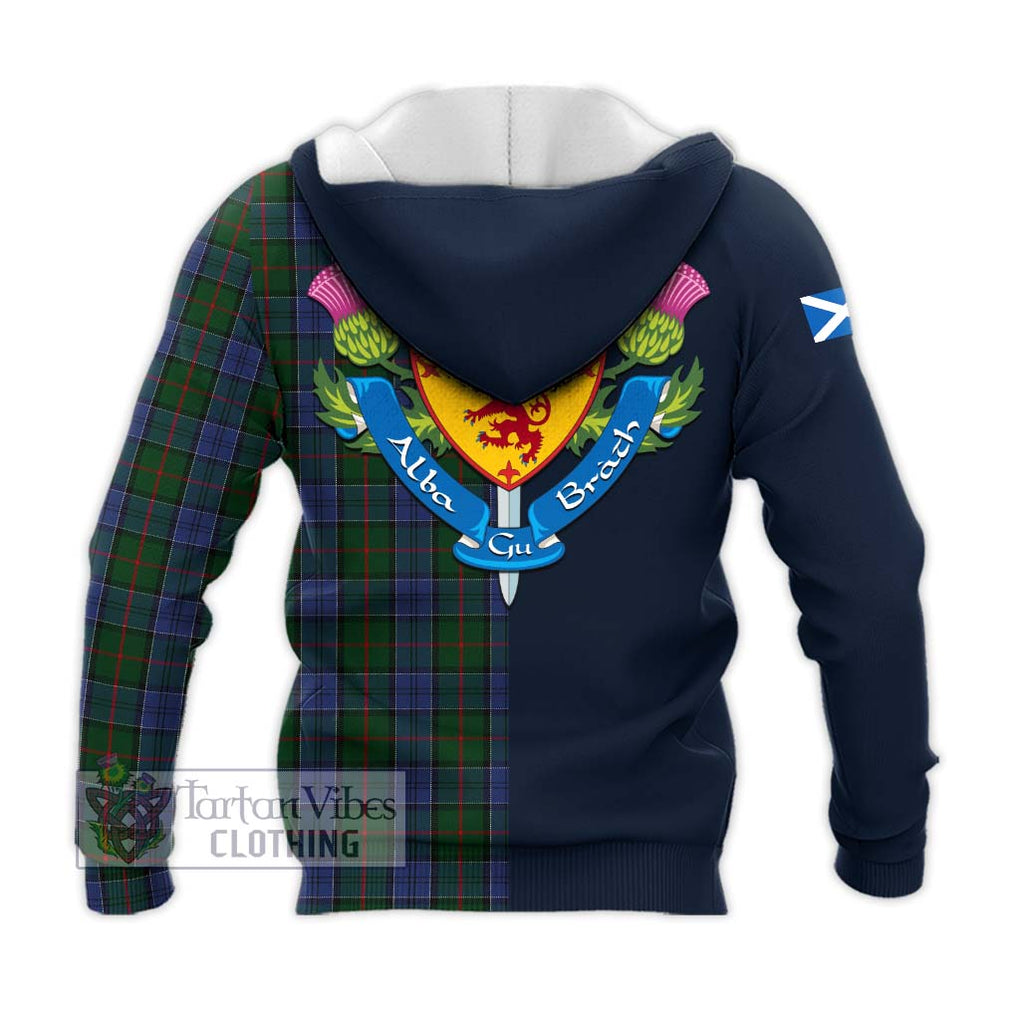 Tartan Vibes Clothing Colquhoun Tartan Knitted Hoodie with Scottish Lion Royal Arm Half Style