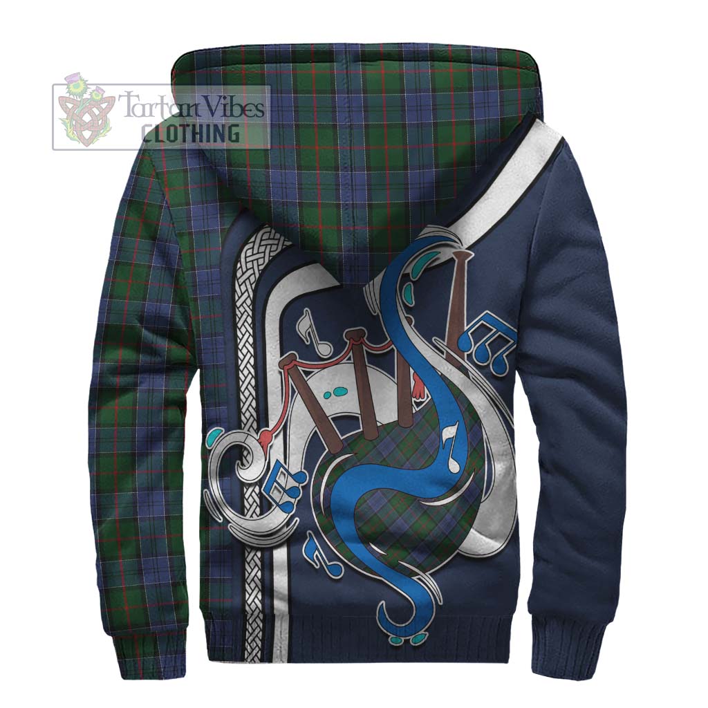 Tartan Vibes Clothing Colquhoun Tartan Sherpa Hoodie with Epic Bagpipe Style