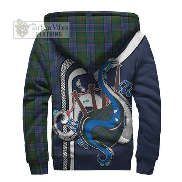 Colquhoun Tartan Sherpa Hoodie with Epic Bagpipe Style