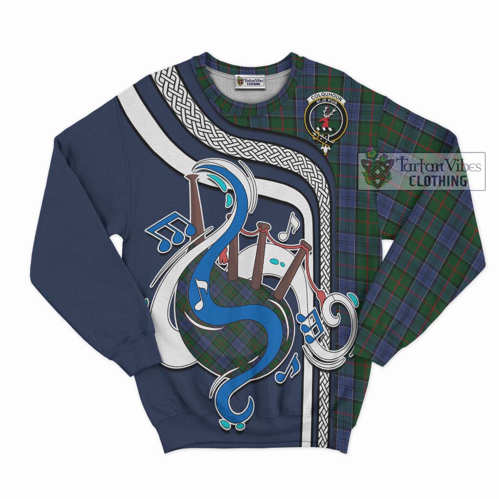 Tartan Vibes Clothing Colquhoun Tartan Sweatshirt with Epic Bagpipe Style