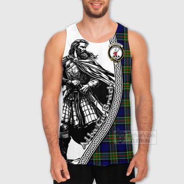 Colquhoun Tartan Clan Crest Men's Tank Top with Highlander Warrior Celtic Style