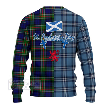 Colquhoun Tartan Knitted Sweater Happy St. Andrew's Day Half Tartan Style