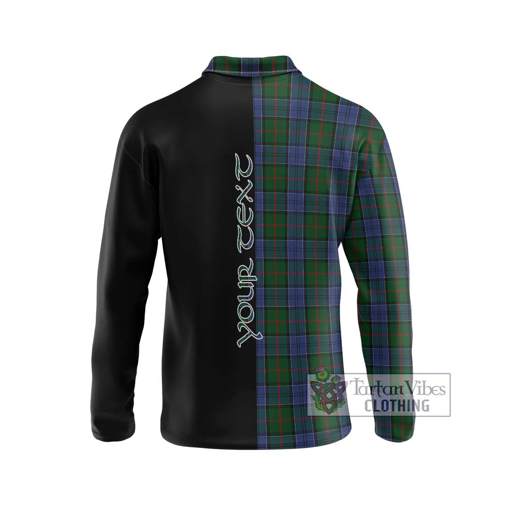 Tartan Vibes Clothing Colquhoun Tartan Long Sleeve Polo Shirt with Family Crest and Half Of Me Style