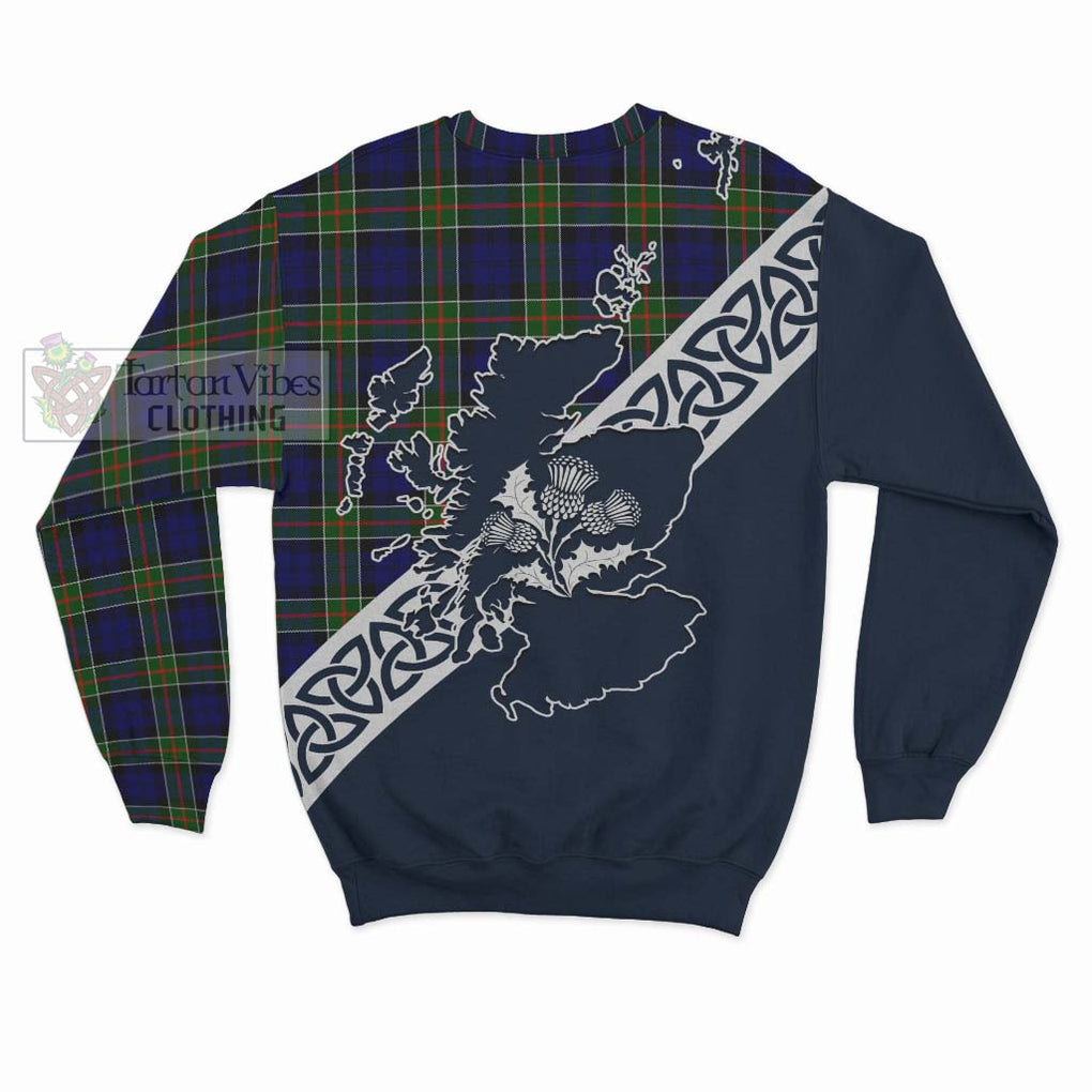 Tartan Vibes Clothing Colquhoun Tartan Sweatshirt Featuring Thistle and Scotland Map