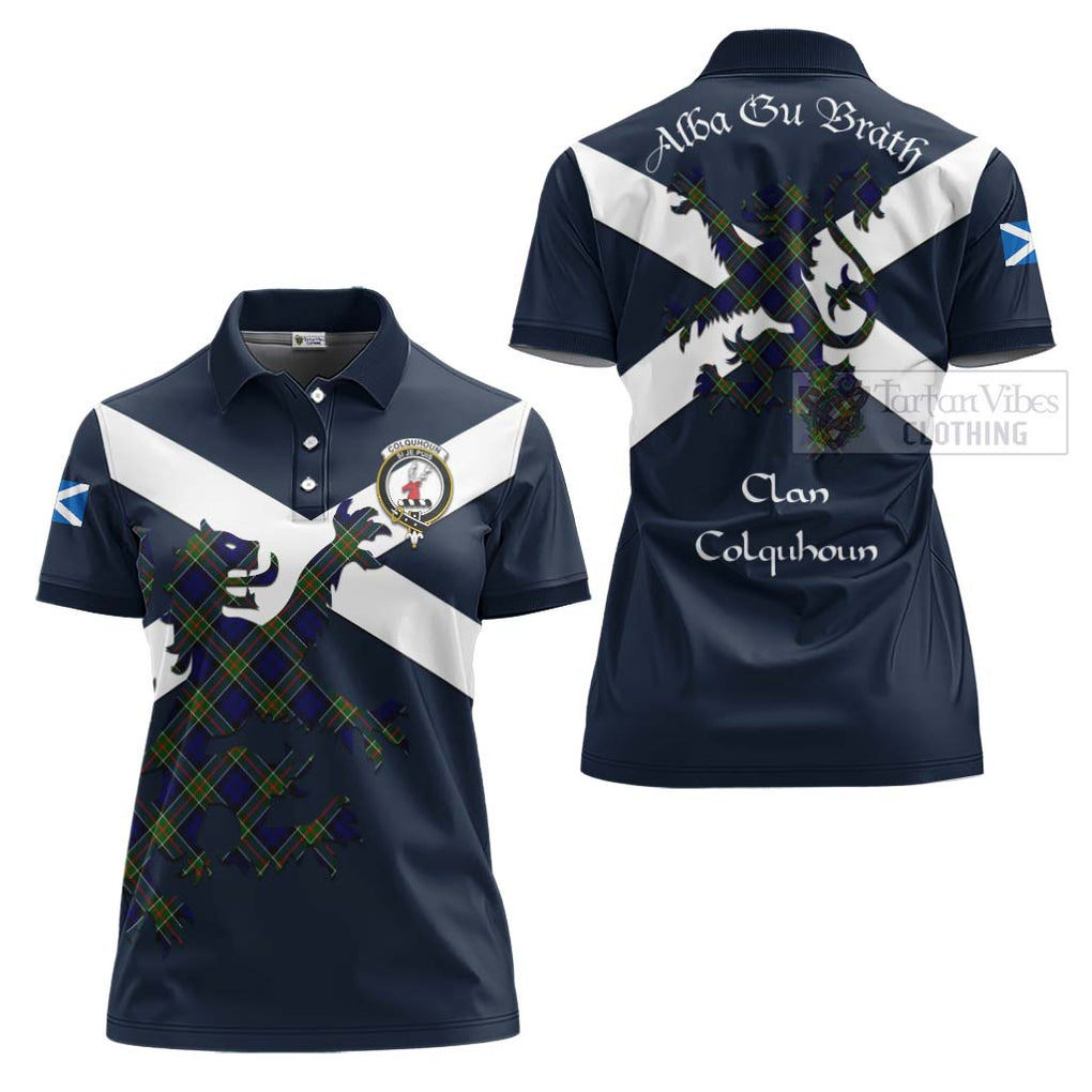 Tartan Vibes Clothing Colquhoun Tartan Lion Rampant Women's Polo Shirt – Proudly Display Your Heritage with Alba Gu Brath and Clan Name