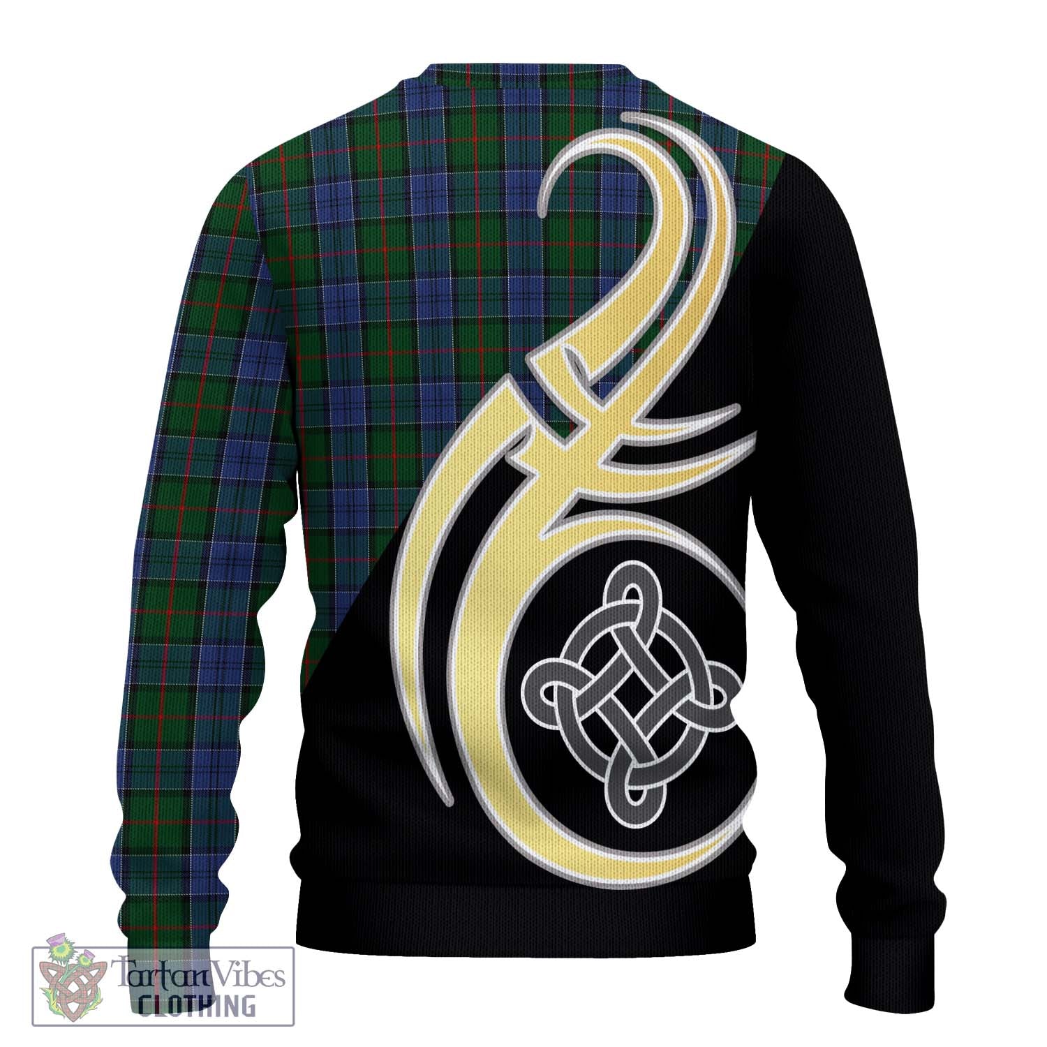 Colquhoun Tartan Knitted Sweater with Family Crest and Celtic Symbol Style - Tartan Vibes Clothing