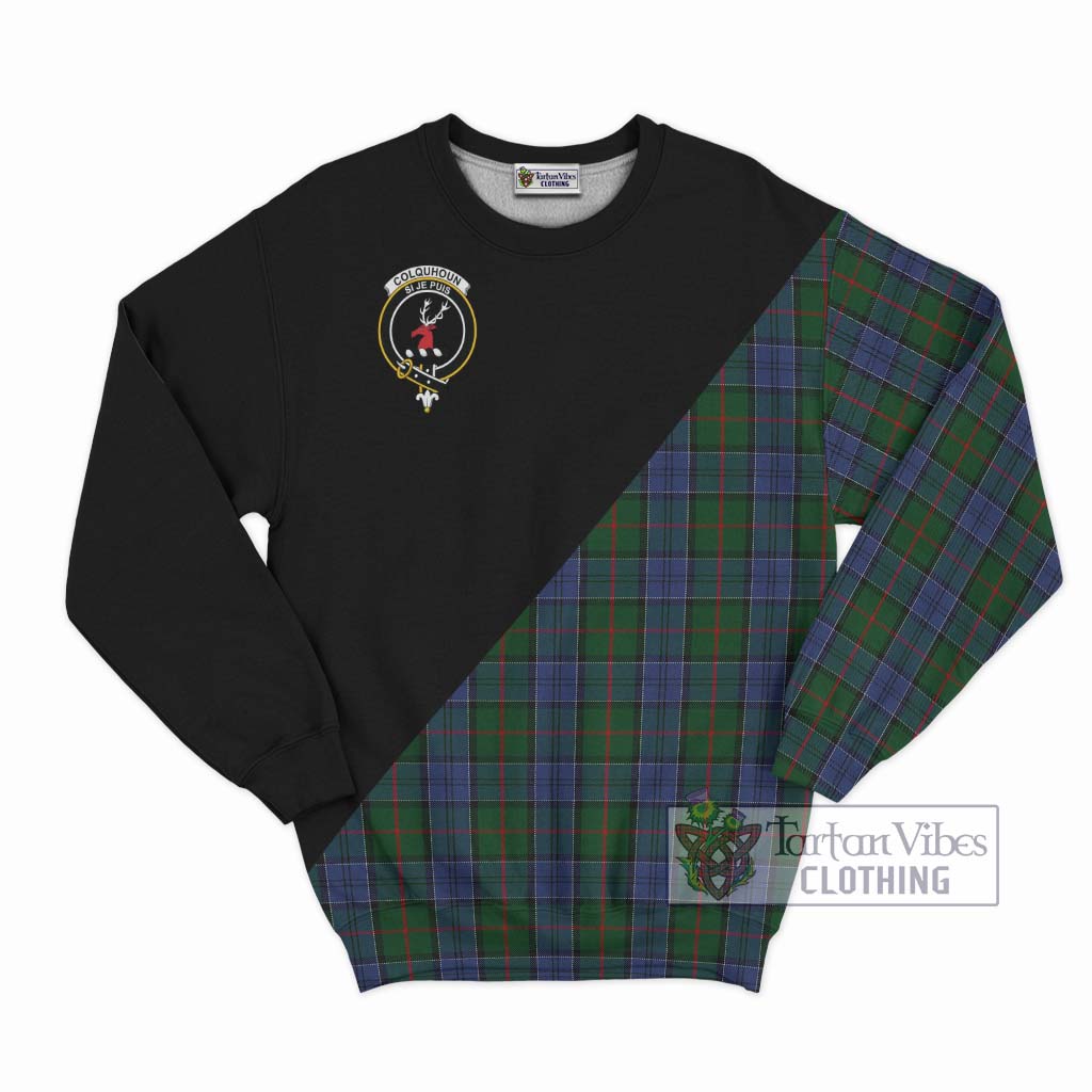 Tartan Vibes Clothing Colquhoun Tartan Sweatshirt with Family Crest and Military Logo Style