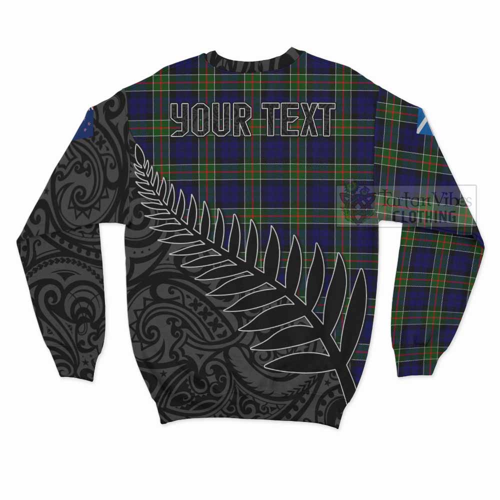 Tartan Vibes Clothing Colquhoun Crest Tartan Sweatshirt with New Zealand Silver Fern Half Style