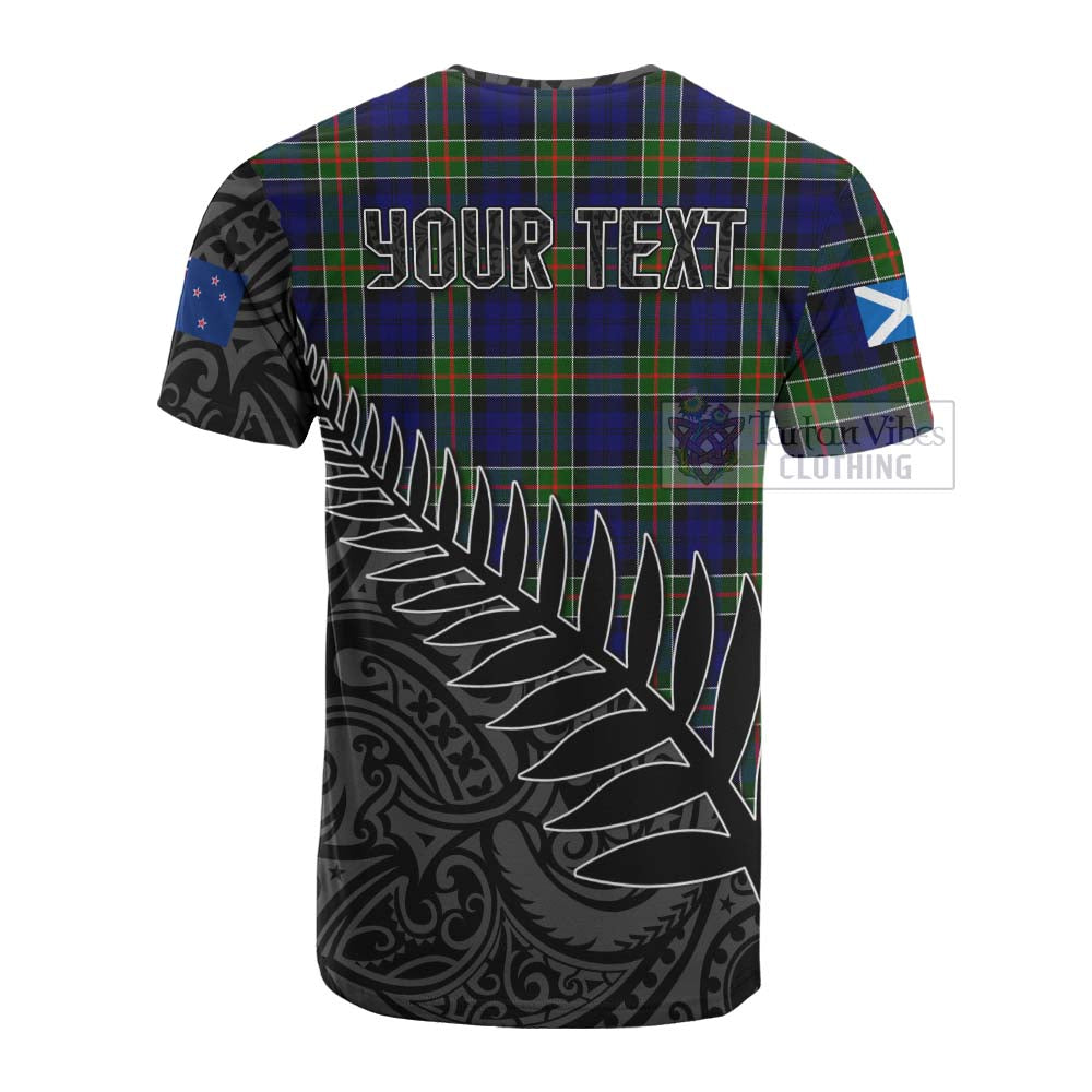 Tartan Vibes Clothing Colquhoun Crest Tartan Cotton T-shirt with New Zealand Silver Fern Half Style