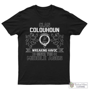 Colquhoun Family Crest 2D Cotton Men's T-Shirt Wreaking Havoc Style