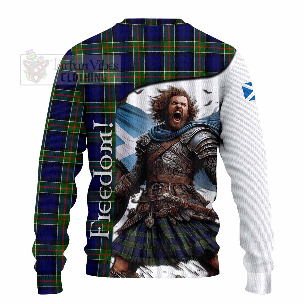 Tartan Vibes Clothing Colquhoun Crest Tartan Knitted Sweater Inspired by the Freedom of Scottish Warrior