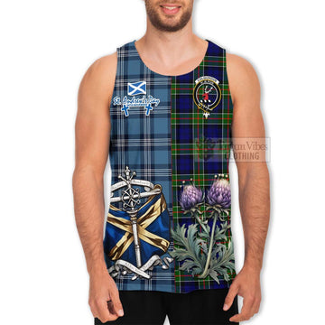 Colquhoun Tartan Men's Tank Top Happy St. Andrew's Day Half Tartan Style