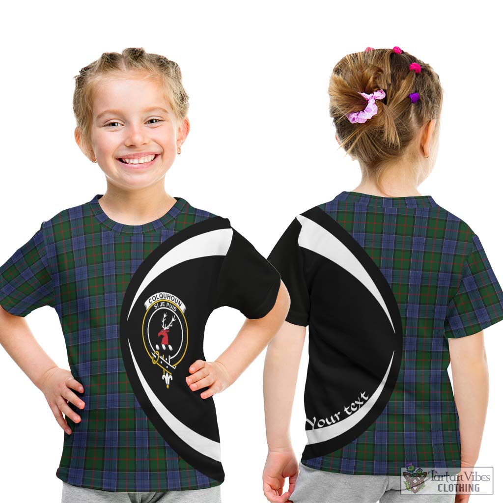 Tartan Vibes Clothing Colquhoun Tartan Kid T-Shirt with Family Crest Circle Style