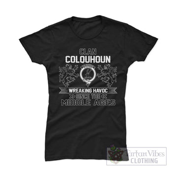 Colquhoun Family Crest 2D Cotton Women's T-Shirt Wreaking Havoc Style