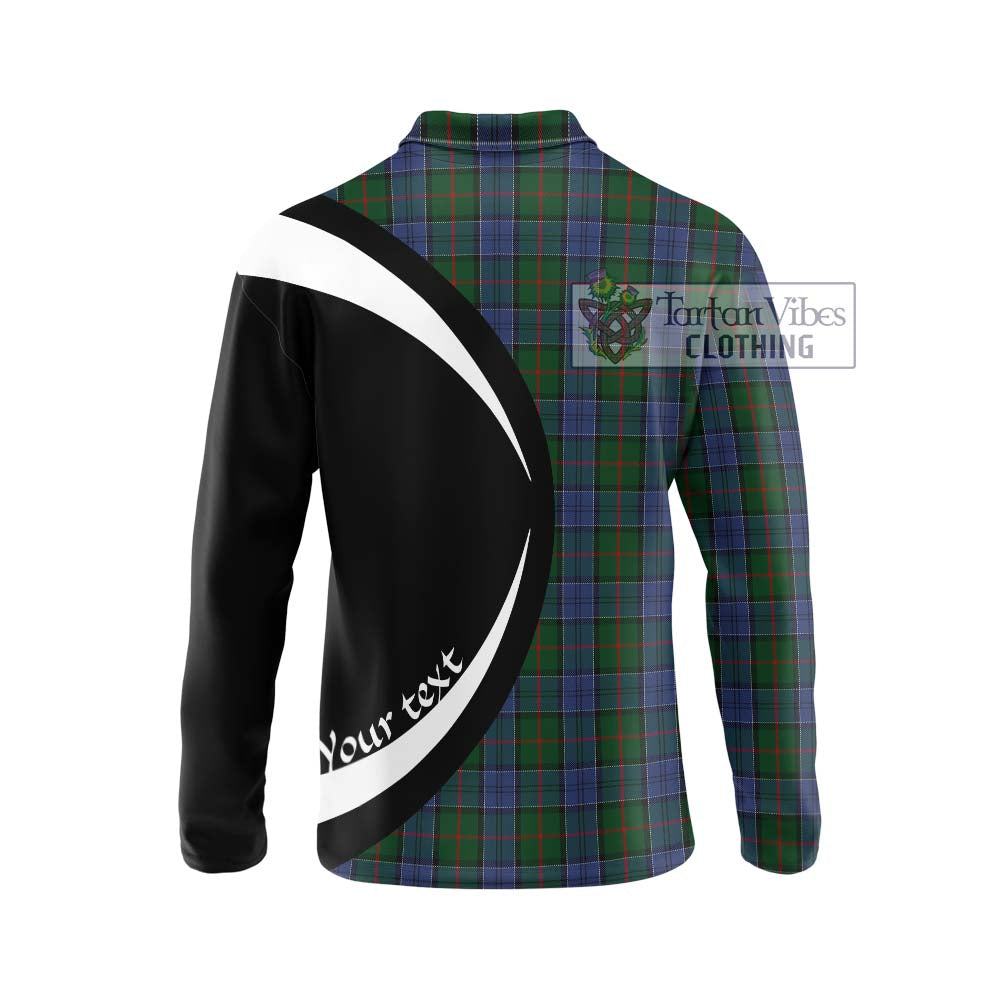 Colquhoun Tartan Long Sleeve Polo Shirt with Family Crest Circle Style - Tartan Vibes Clothing