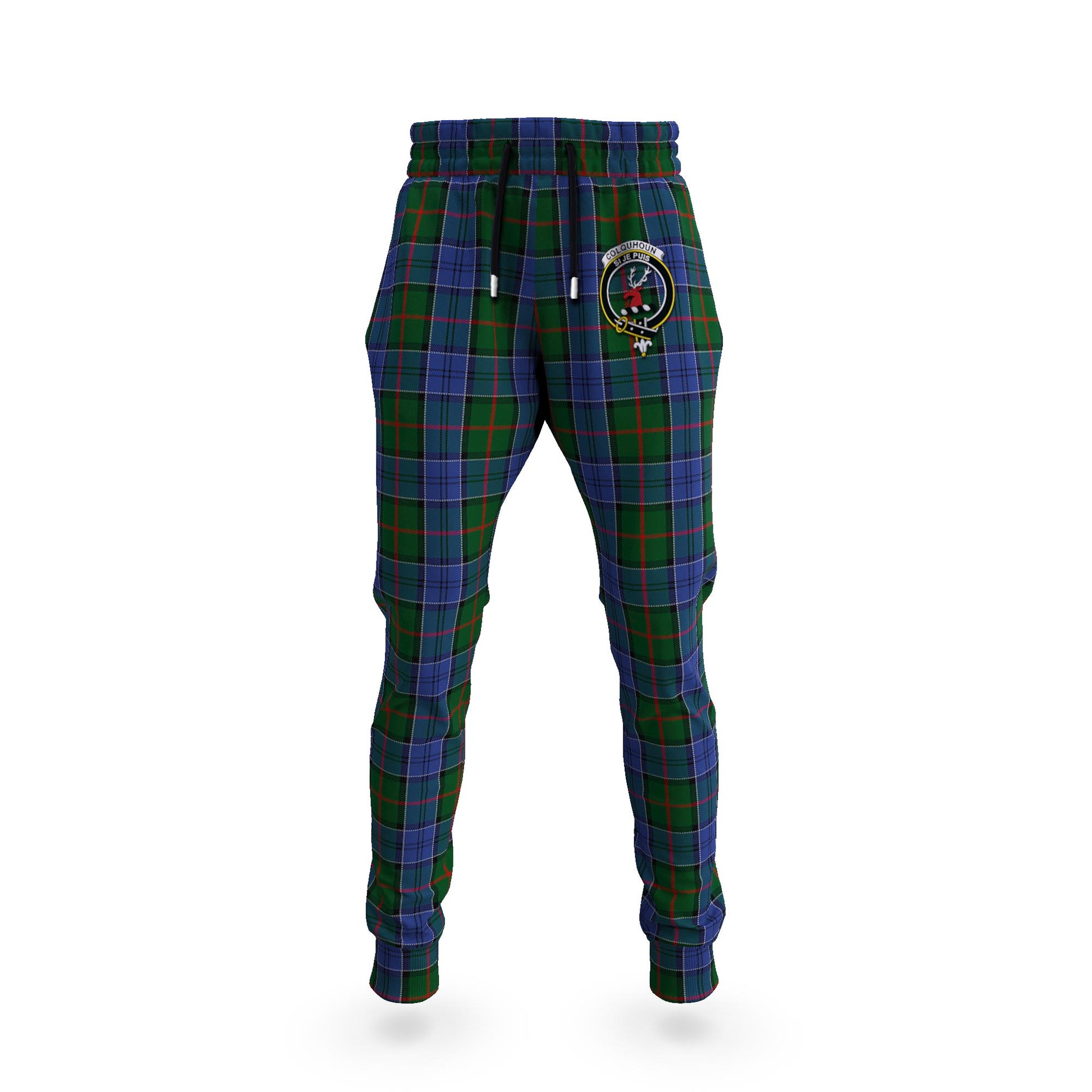 Colquhoun Tartan Joggers Pants with Family Crest 5XL - Tartan Vibes Clothing