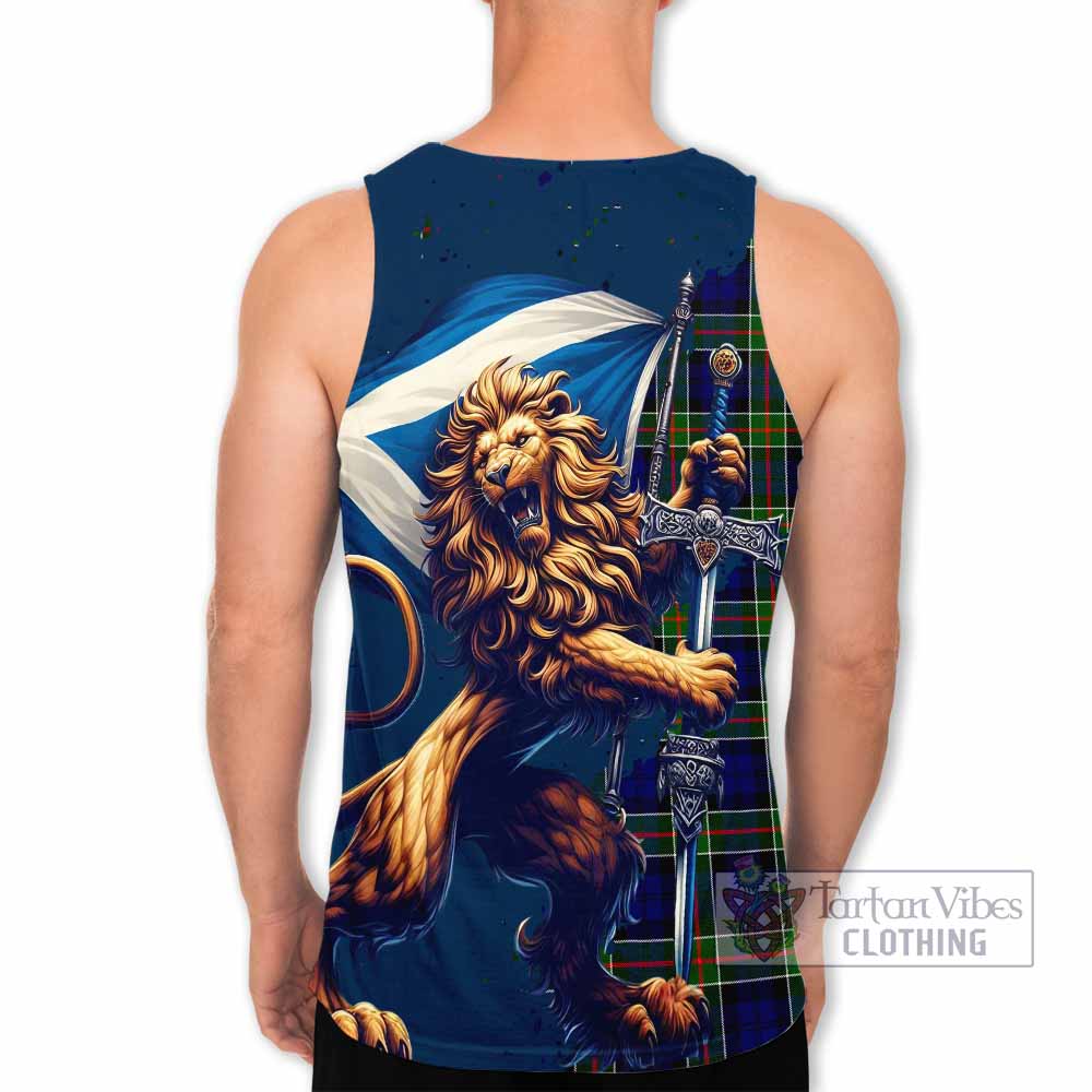 Tartan Vibes Clothing Colquhoun Tartan Family Crest Men's Tank Top with Scottish Majestic Lion