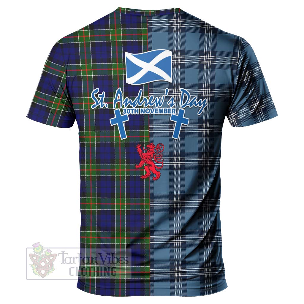 Tartan Vibes Clothing Colquhoun Tartan T-Shirt Happy St. Andrew's Day Half Tartan Style