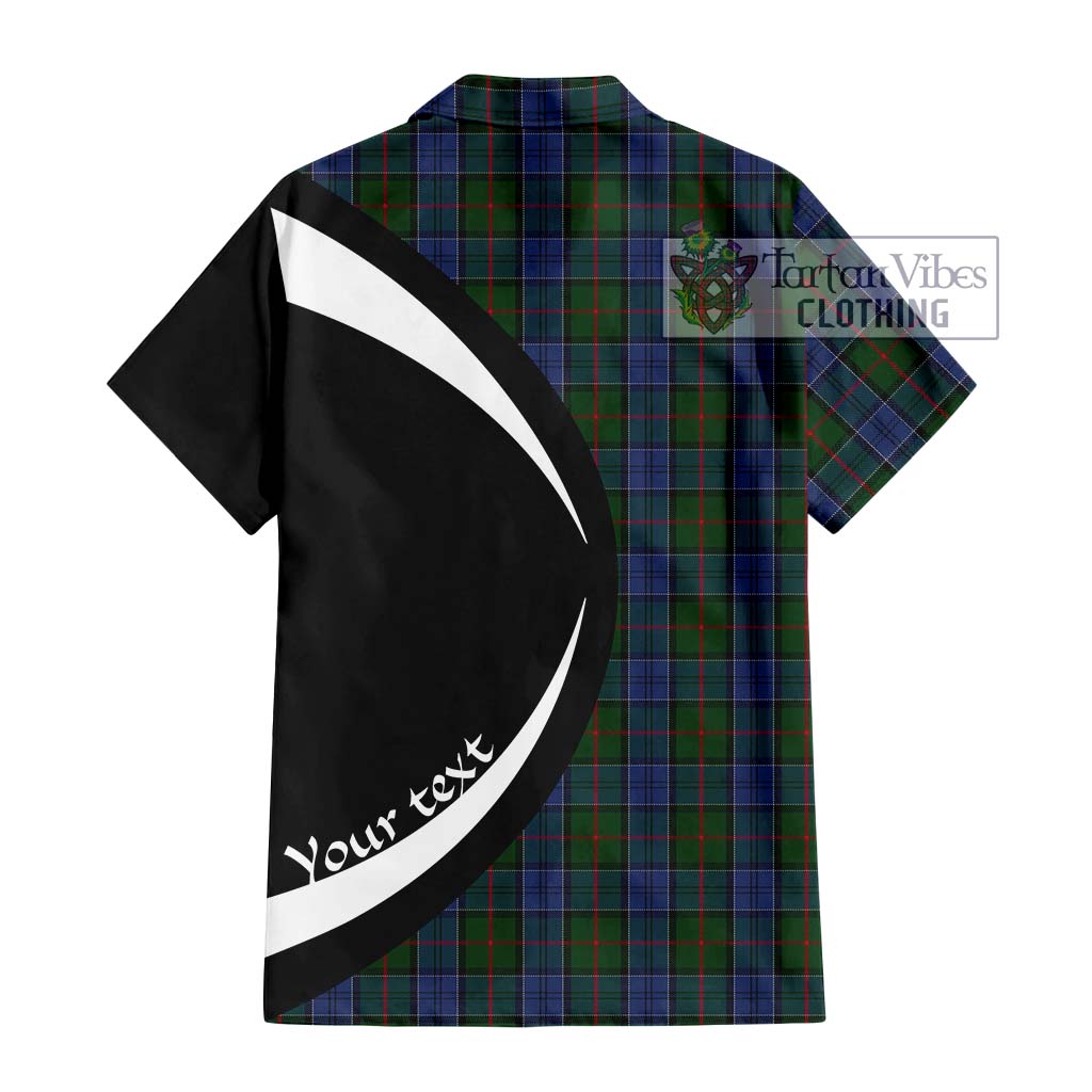 Colquhoun Tartan Short Sleeve Button Up with Family Crest Circle Style - Tartan Vibes Clothing