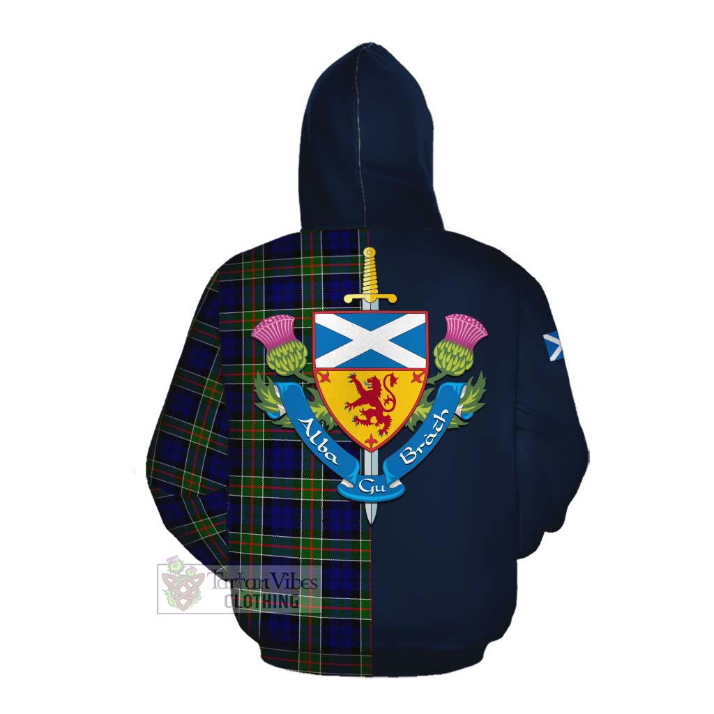 Tartan Vibes Clothing Colquhoun Tartan Cotton Hoodie Alba with Scottish Lion Royal Arm Half Style