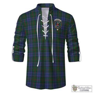 Colquhoun Tartan Men's Scottish Traditional Jacobite Ghillie Kilt Shirt with Family Crest