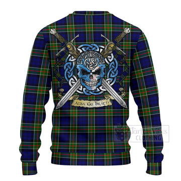 Colquhoun Tartan Ugly Sweater with Family Crest Celtic Skull Style