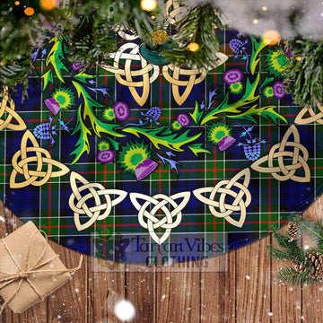 Colquhoun Tartan Christmas Tree Skirt with Thistle Celtic Knot Style