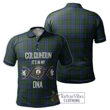 Colquhoun Tartan Polo Shirt with Family Crest DNA In Me Style