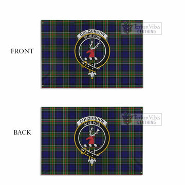 Colquhoun Tartan House Flag with Family Crest