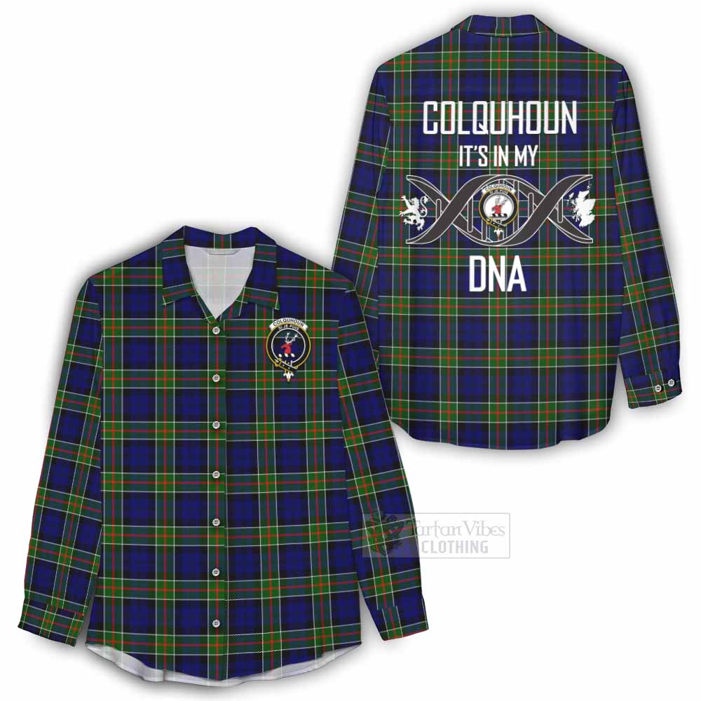 Tartan Vibes Clothing Colquhoun Tartan Women's Casual Shirt with Family Crest DNA In Me Style