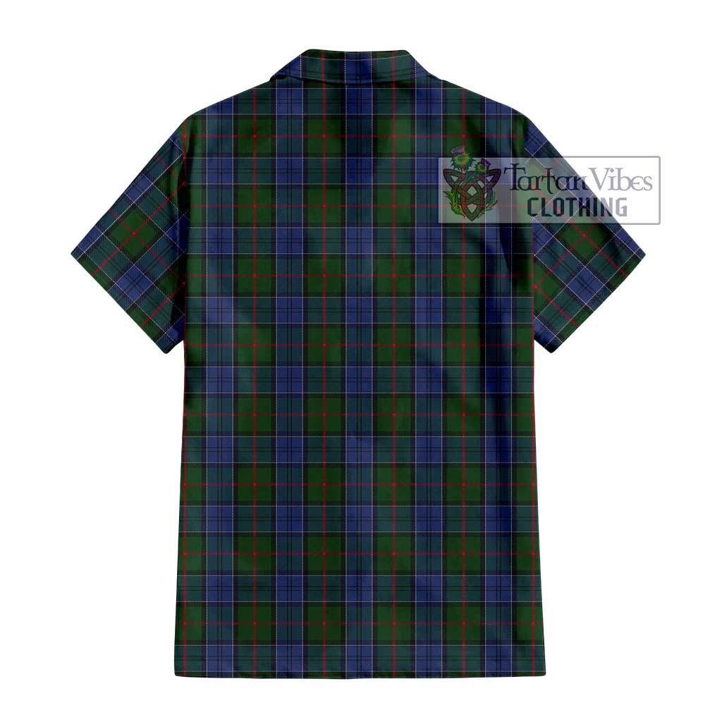 Tartan Vibes Clothing Colquhoun Tartan Short Sleeve Button Shirt with Family Crest DNA In Me Style