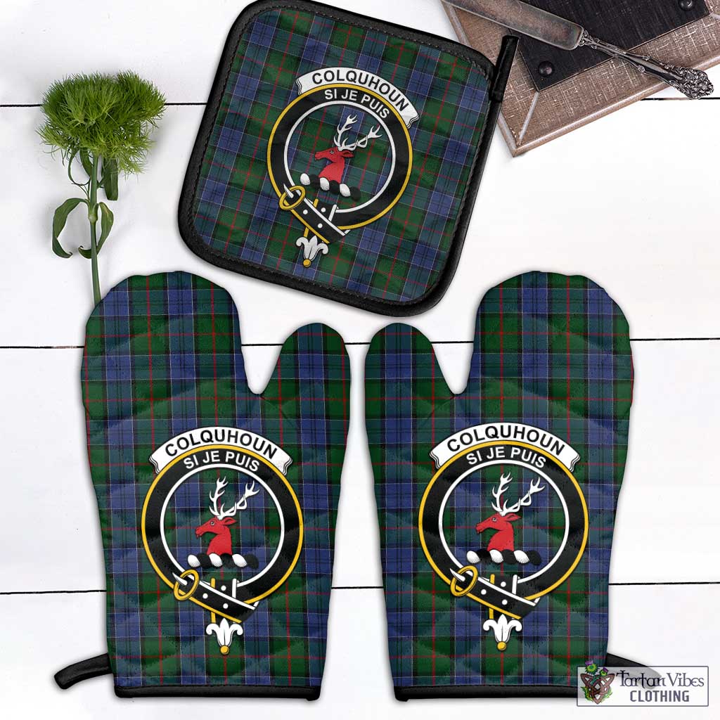 Tartan Vibes Clothing Colquhoun Tartan Combo Oven Mitt & Pot-Holder with Family Crest