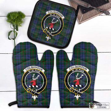 Colquhoun Tartan Combo Oven Mitt & Pot-Holder with Family Crest