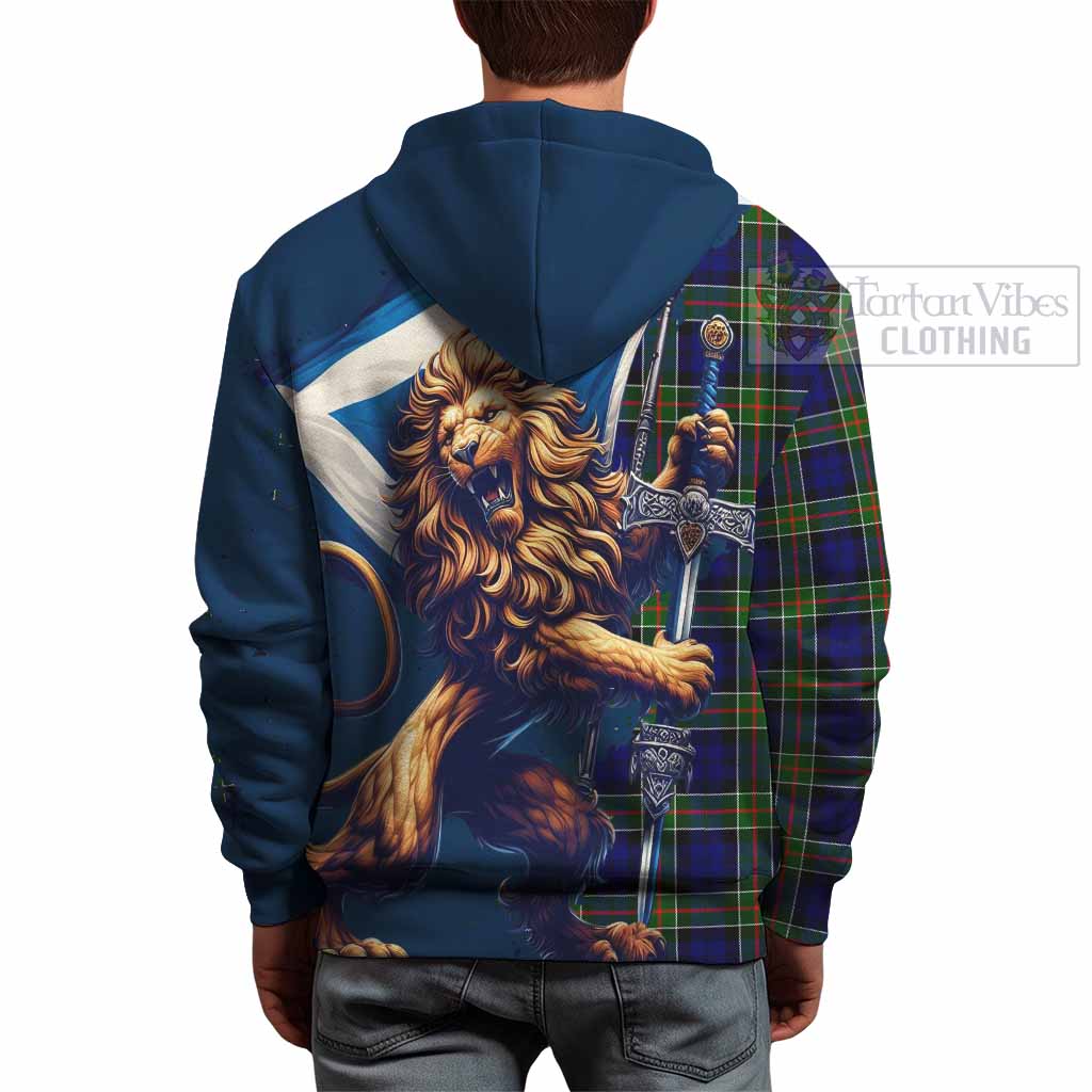 Tartan Vibes Clothing Colquhoun Tartan Family Crest Hoodie with Scottish Majestic Lion