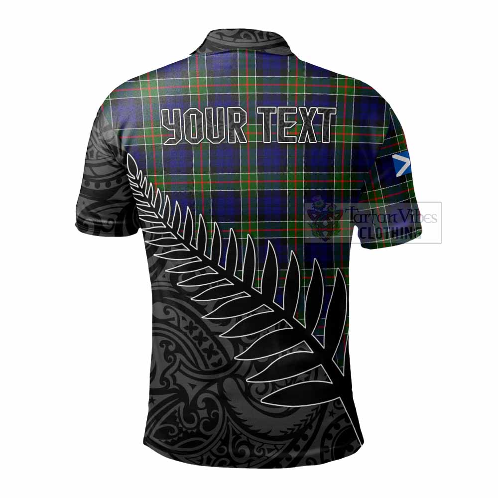 Tartan Vibes Clothing Colquhoun Crest Tartan Polo Shirt with New Zealand Silver Fern Half Style