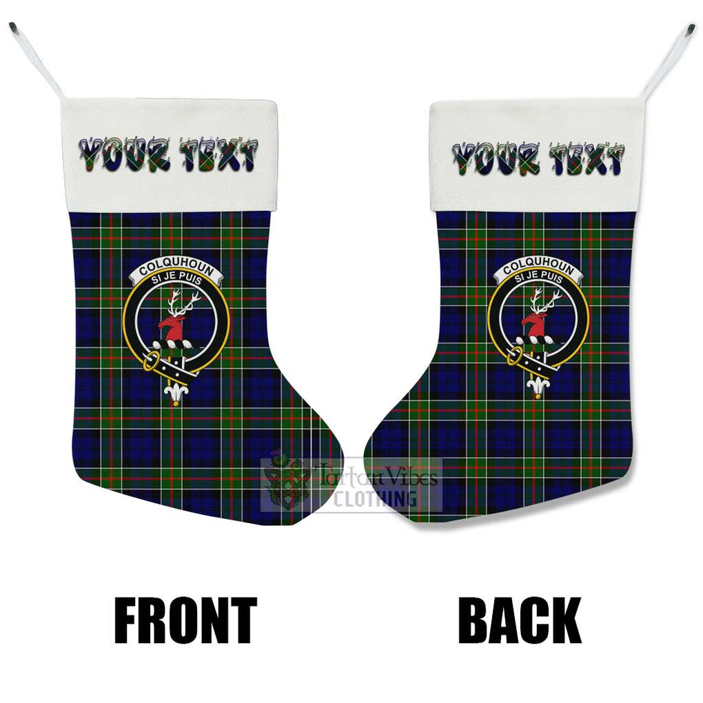 Tartan Vibes Clothing Colquhoun Tartan Family Crest Christmas Stocking with Personalized Text