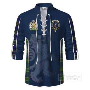 Colquhoun Tartan Ghillie Kilt Shirt with Family Crest and Lion Rampant Vibes Sport Style