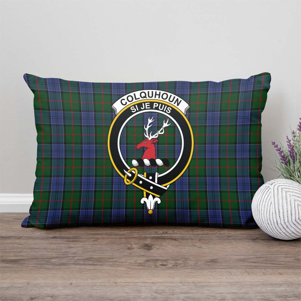 Colquhoun Tartan Pillow Cover with Family Crest Rectangle Pillow Cover - Tartanvibesclothing