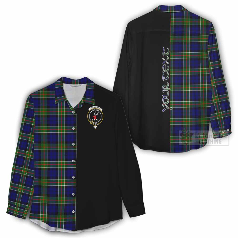 Tartan Vibes Clothing Colquhoun Tartan Women's Casual Shirt with Family Crest and Half Of Me Style