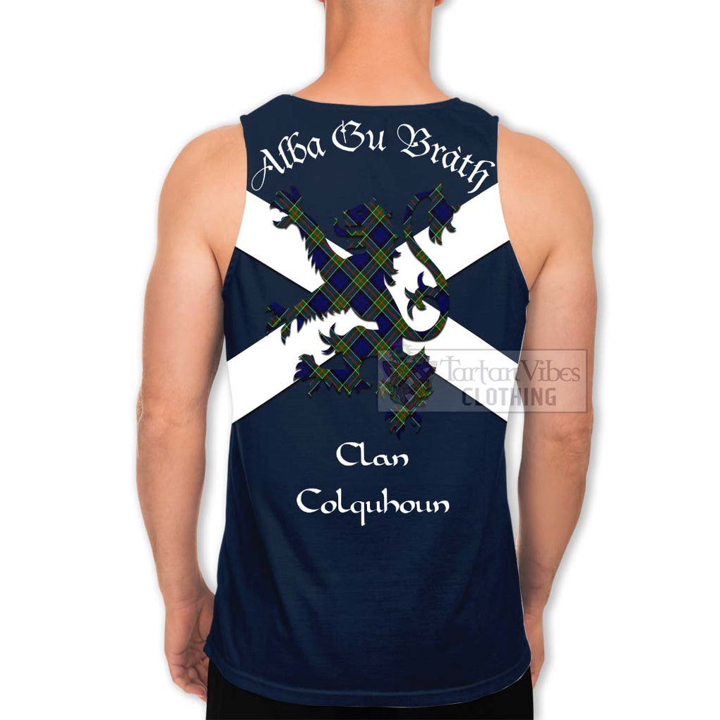 Tartan Vibes Clothing Colquhoun Tartan Lion Rampant Men's Tank Top – Proudly Display Your Heritage with Alba Gu Brath and Clan Name