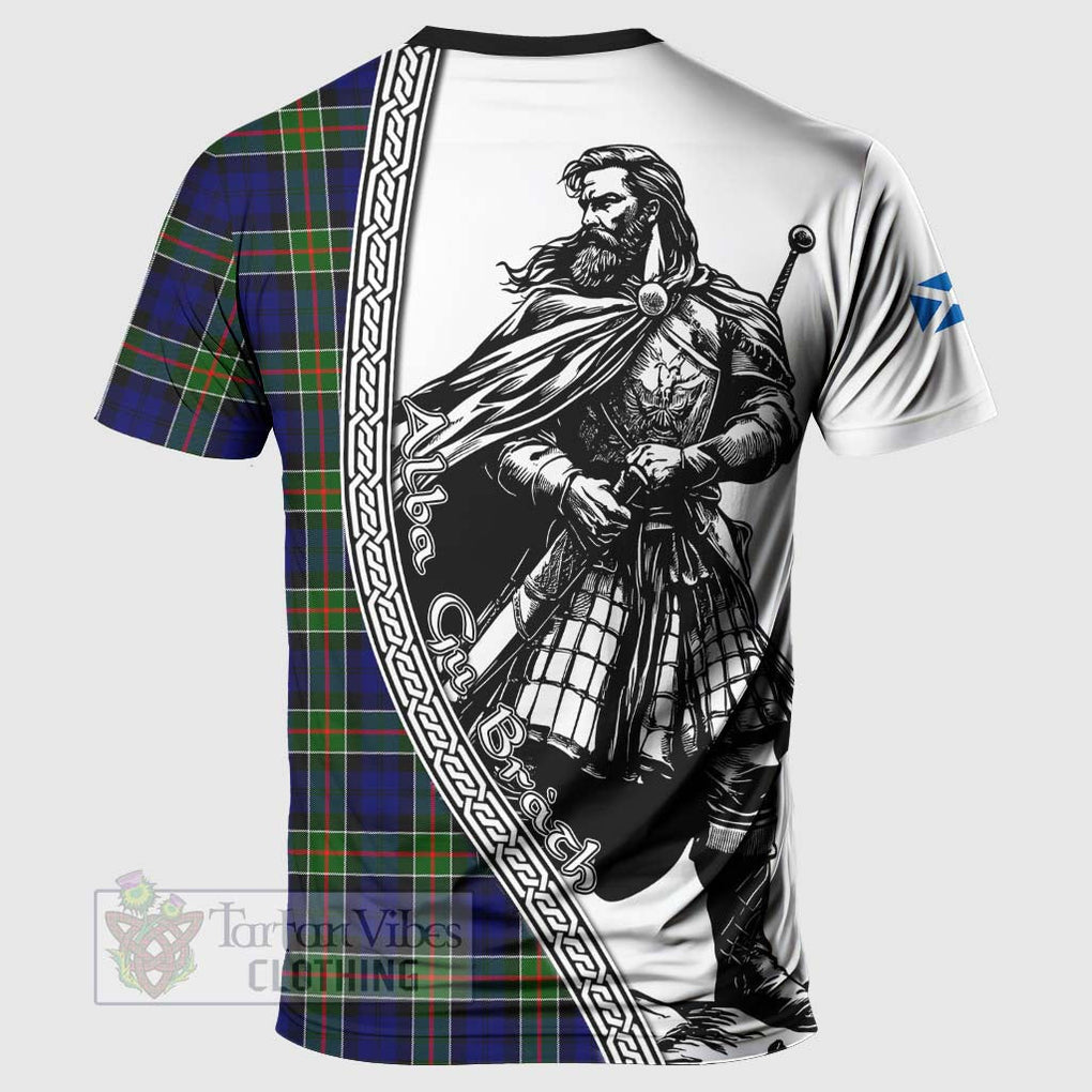 Tartan Vibes Clothing Colquhoun Tartan Clan Crest T-Shirt with Highlander Warrior Celtic Style