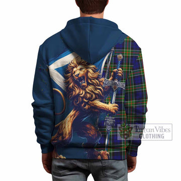 Colquhoun Tartan Family Crest Hoodie with Scottish Majestic Lion