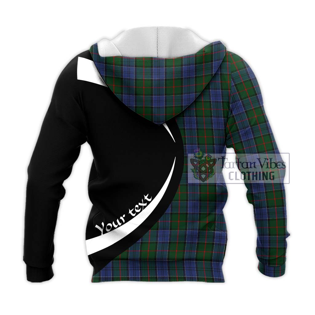 Colquhoun Tartan Knitted Hoodie with Family Crest Circle Style - Tartan Vibes Clothing