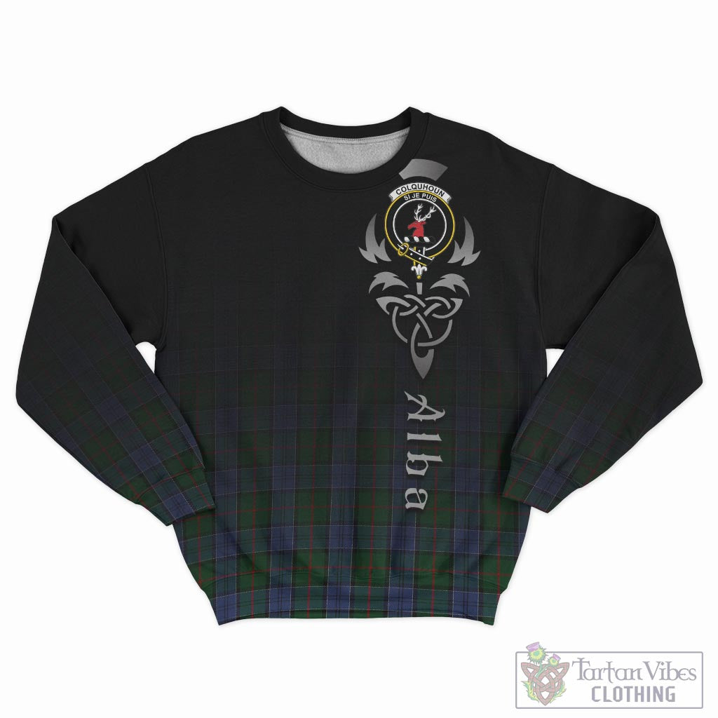 Tartan Vibes Clothing Colquhoun Tartan Sweatshirt Featuring Alba Gu Brath Family Crest Celtic Inspired