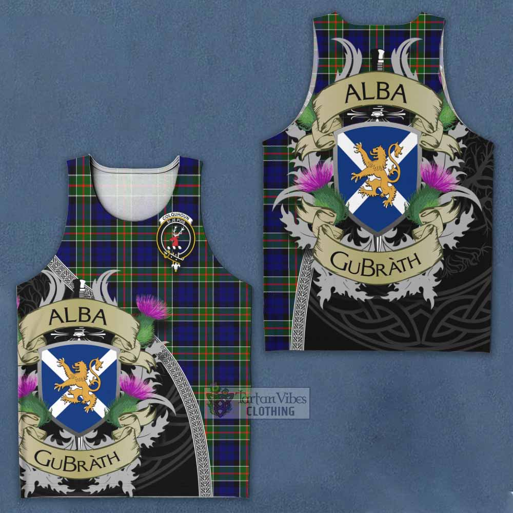 Colquhoun Tartan Family Crest Men's Tank Top Lion Rampant Royal Thistle Shield Celtic Inspired - Tartan Vibes Clothing
