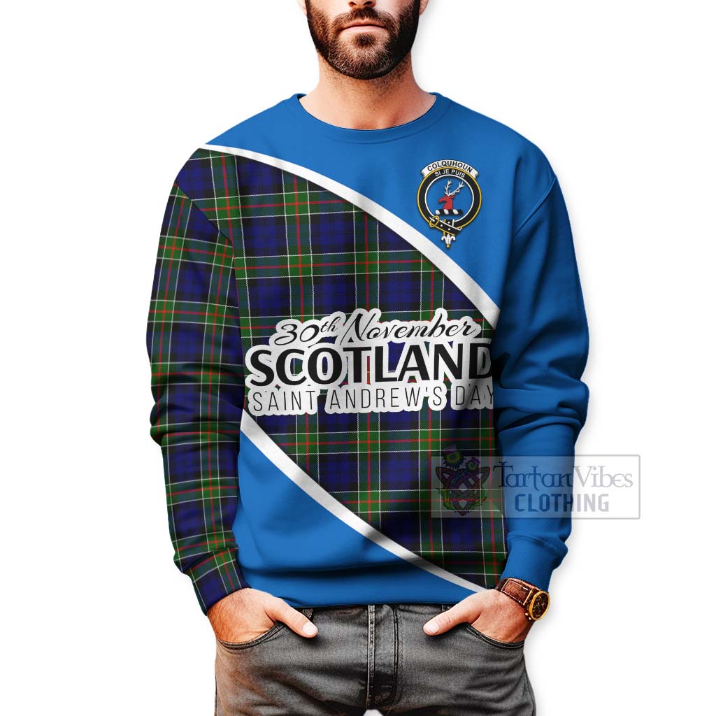 Tartan Vibes Clothing Colquhoun Family Crest Tartan Sweatshirt Celebrate Saint Andrew's Day in Style