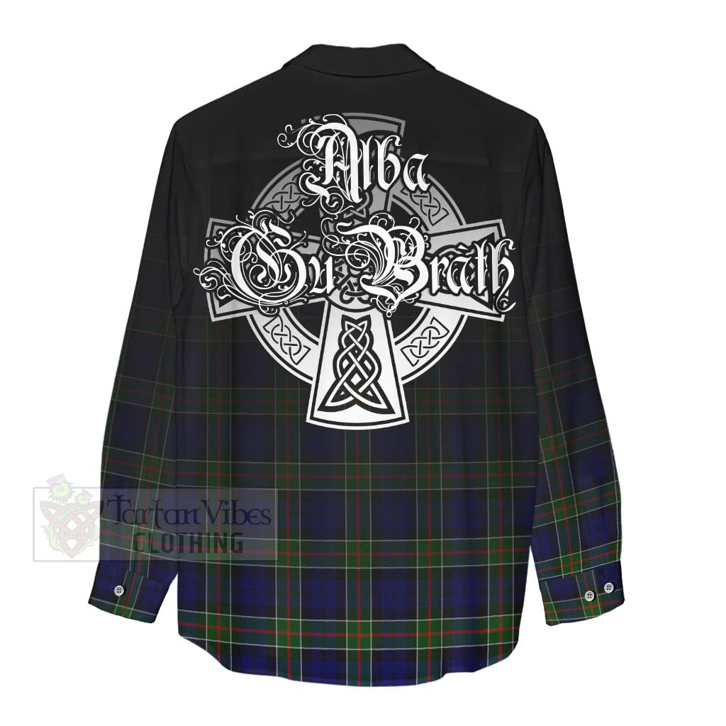 Tartan Vibes Clothing Colquhoun Tartan Women's Casual Shirt Featuring Alba Gu Brath Family Crest Celtic Inspired