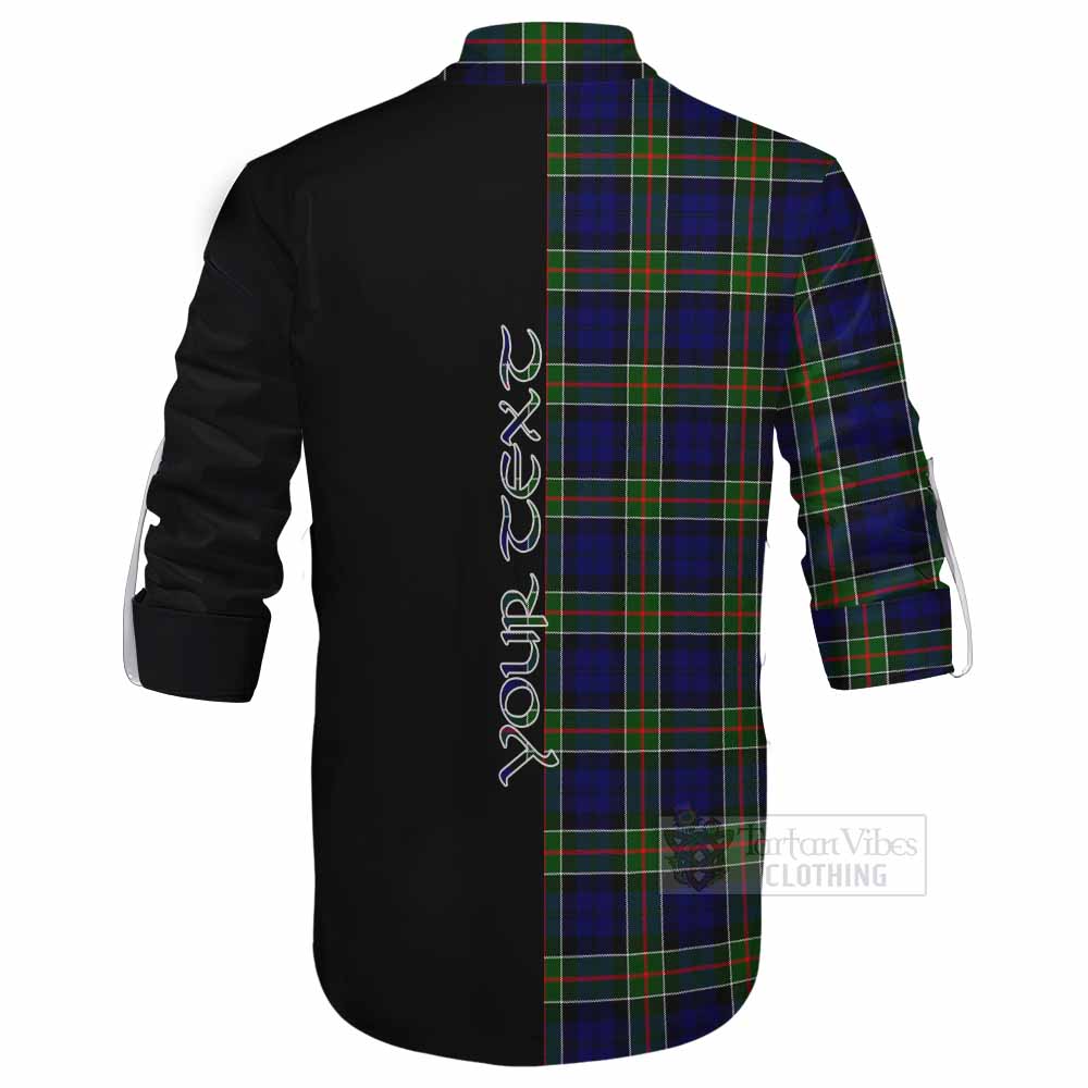 Tartan Vibes Clothing Colquhoun Tartan Ghillie Kilt Shirt with Family Crest and Half Of Me Style