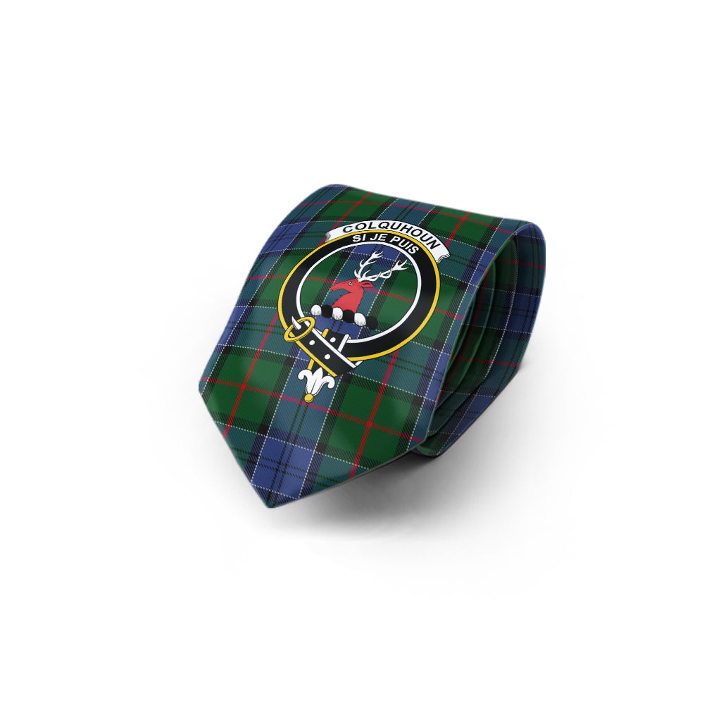 Colquhoun Tartan Classic Necktie with Family Crest - Tartan Vibes Clothing