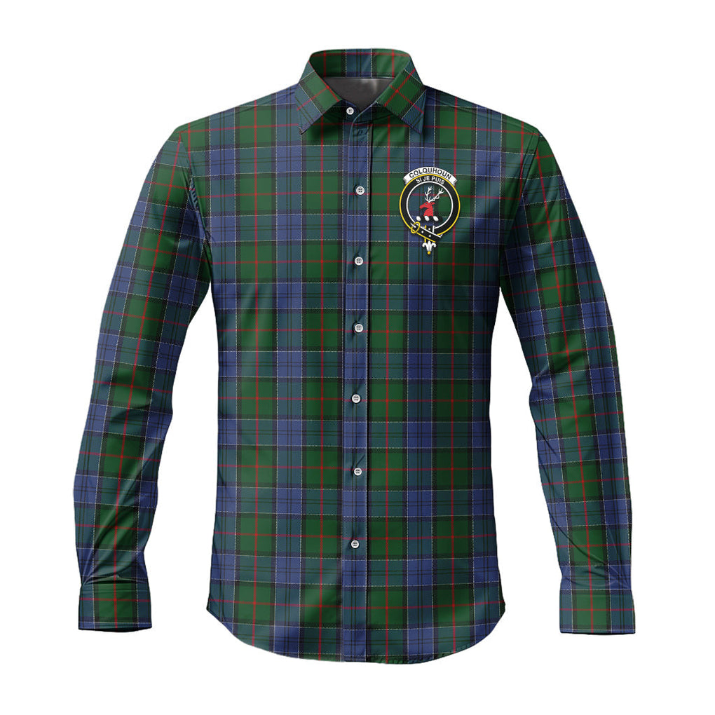 colquhoun-tartan-long-sleeve-button-up-shirt-with-family-crest